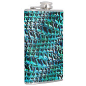 歪んで波打った麻袋の網目、緑がかった青緑色 フラスク (右)