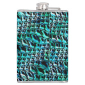 歪んで波打った麻袋の網目、緑がかった青緑色 フラスク (裏面)