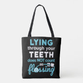 歯おもしろい浮き上がり歯科衛生士 トートバッグ (裏面)