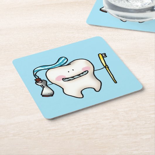 歯おもしろい漫画 スクエアペーパーコースター (アングル)