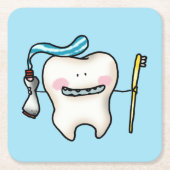 歯おもしろい漫画 スクエアペーパーコースター (正面)