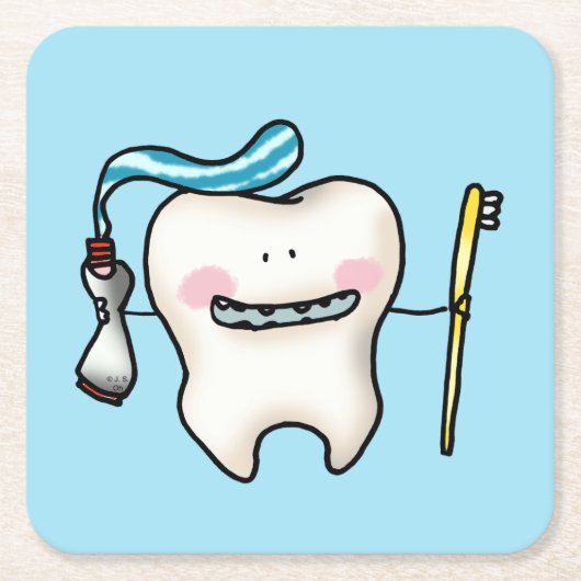 歯おもしろい漫画 スクエアペーパーコースター (正面)