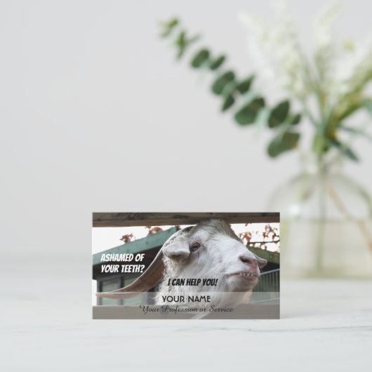 歯おもしろい科の専門家に恥をかく 名刺 (スタンド正面)