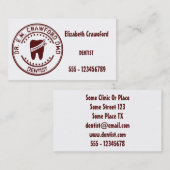 歯およびあなたの名前の歯科医のゴム印 名刺 (正面/裏面)