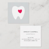 歯およびハートの歯科歯科医の歯科矯正医 スクエア名刺 (正面/裏面)