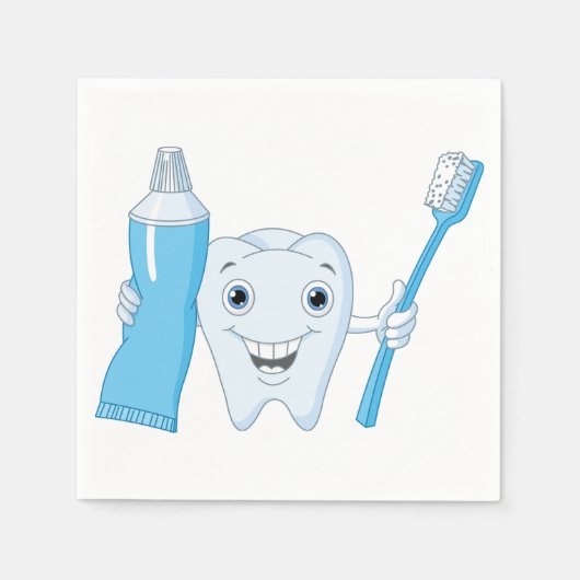 歯および歯ブラシ紙ナプキン スタンダードカクテルナプキン (正面)