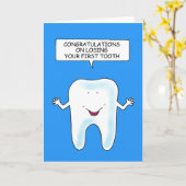 歯が抜けておめでとう カード (黄色い花)