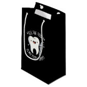 歯が私のフロスの歯科のプンダークBgであることを伝える スモールペーパーバッグ (正面アングル)