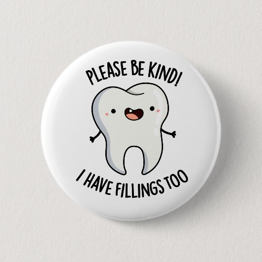 歯ぎしりの詰め物を食べているので、よおもしろいろしくお願いします 缶バッジ (正面)