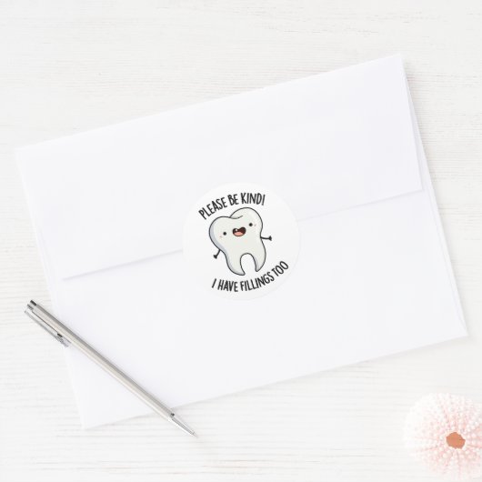 歯ぐずに詰め物を入れおもしろいて下さい ラウンドシール (封筒)