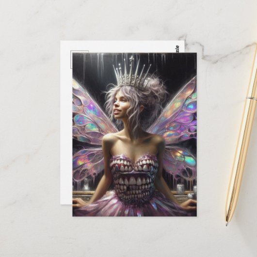 歯で作ったドレスの歯の妖精 ポストカード (正面/裏面インサイチュ)