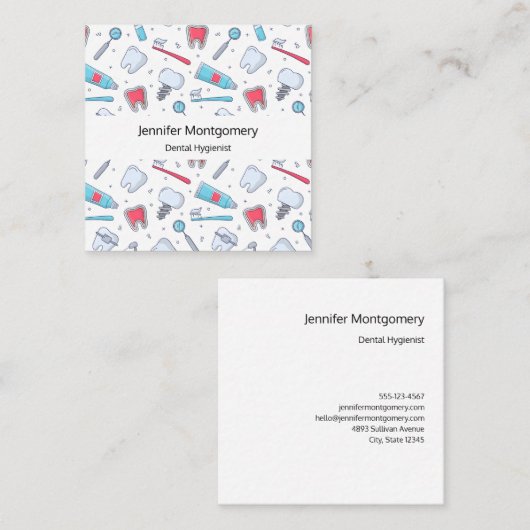 歯とツール歯科パターン スクエア名刺 (正面/裏面)