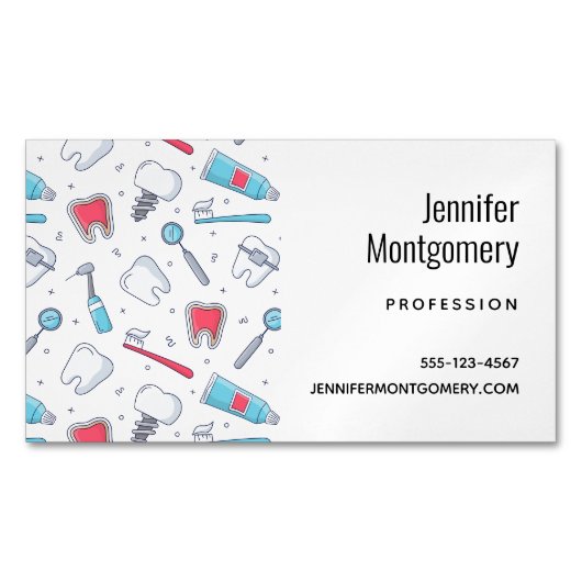 歯とツール歯科パターン マグネット名刺 (正面)