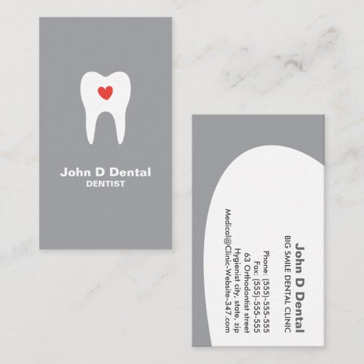 歯とハートグレイ歯科歯科歯科用歯科医の名刺 名刺 (正面/裏面)