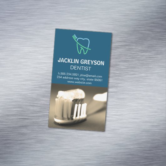 歯とブラシのロゴ マグネット名刺 (インサイチュ)
