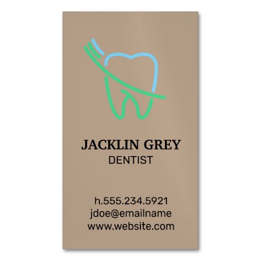 歯とブラシのロゴ マグネット名刺 (正面縦)