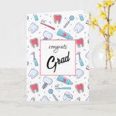 歯と工具歯型の卒業 カード (黄色い花)