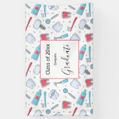 歯と工具歯型の卒業 横断幕 (縦)