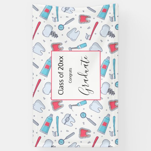 歯と工具歯型の卒業 横断幕 (縦)