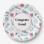 歯と工具歯科パターンおめでとうグラード ペーパープレート (正面)