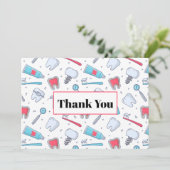 歯と工具歯科パターン歯科パーティー サンキューカード (スタンド正面)