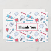 歯と工具歯科パターン歯科パーティー サンキューカード (正面/裏面)