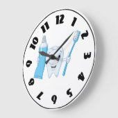 歯と歯ブラシの時計 ラージ壁時計 (傾斜)