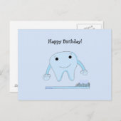 歯と歯ブラシの誕生日メッセージ ポストカード (正面/裏面)