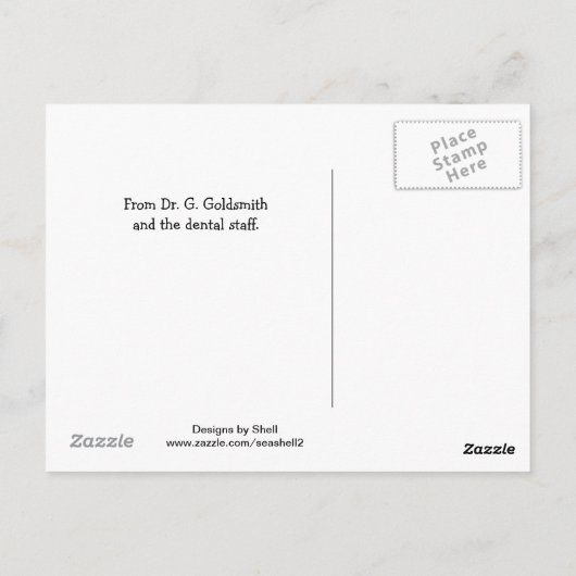 歯と歯ブラシの誕生日メッセージ ポストカード (裏面)