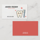 歯と歯ブラシ子供の歯医者 予約カード (正面/裏面)