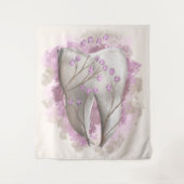 歯と花、超現実的絵画。歯科芸術 タペストリー (正面)