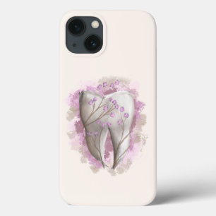 歯と花、超現実的絵画。歯科芸術 iPhone 13ケース