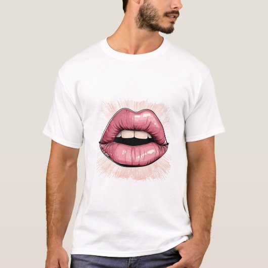 歯のあるピンクの唇 Tシャツ (正面)