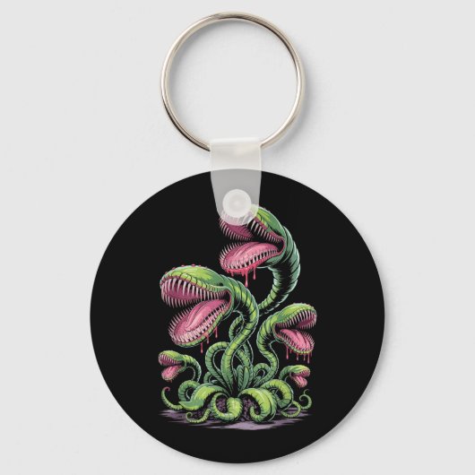 歯のある肉食植物モンスターのイラスト キーホルダー (正面)