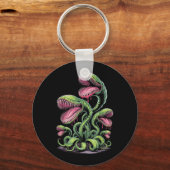 歯のある肉食植物モンスターのイラスト キーホルダー (正面)