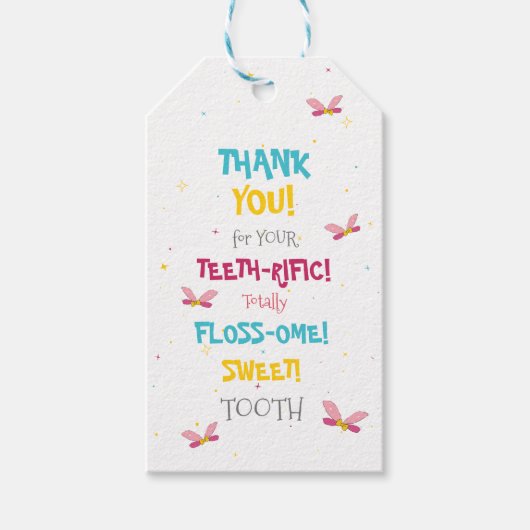 歯のおもしろい穴と青の色のポップ・アートの魔法 ギフトタグ (正面)