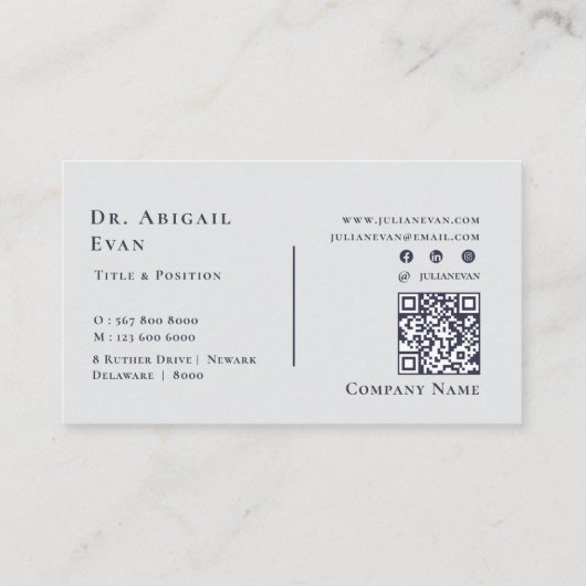 歯のアイコンモダンプロフェッショナルネイビーブルー歯医者 名刺 (裏面)