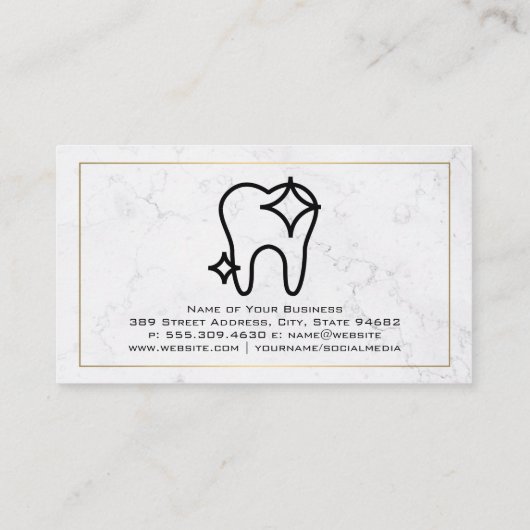 歯のアイコン |大理石背景 名刺 (裏面)