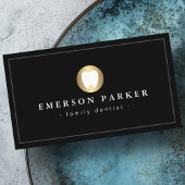 歯のエレガント歯のロゴの黒い上品な歯医者 名刺