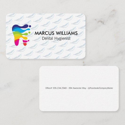 歯のカラフルロ芸術的ゴ | スマイルパターン 名刺 (正面/裏面)