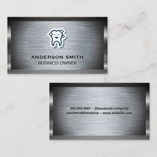 歯のクリーニングのアイコン |金属ブラシ 名刺 (正面/裏面)