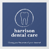 歯のスケッチのロゴ青い歯医者 ウィンドウサイン (シート)