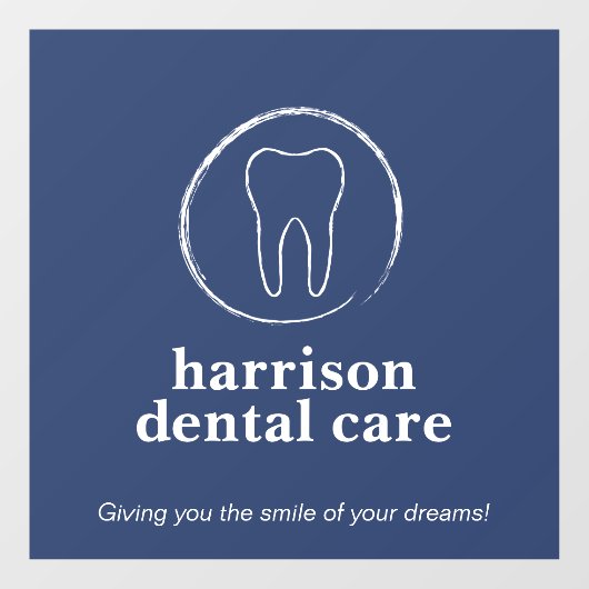 歯のスケッチのロゴ青い歯医者 ウィンドウサイン (シート)