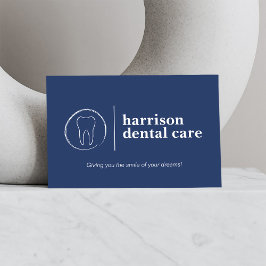 歯のスケッチのロゴ青い歯医者 名刺