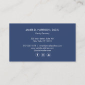 歯のスケッチのロゴ青い歯医者 名刺 (裏面)