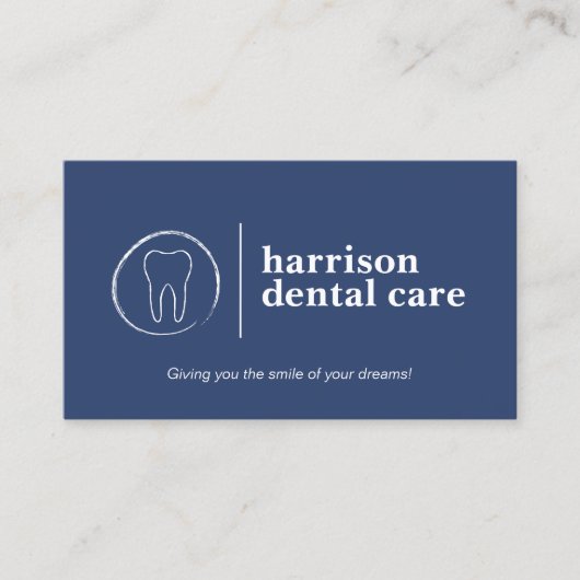 歯のスケッチのロゴ青い歯医者 名刺 (正面)