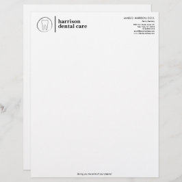 歯のスケッチのロゴ黒/白の歯科医 レターヘッド