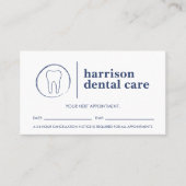 歯のスケッチロゴホワイト/ブルー歯科アポイントメント 名刺 (正面)