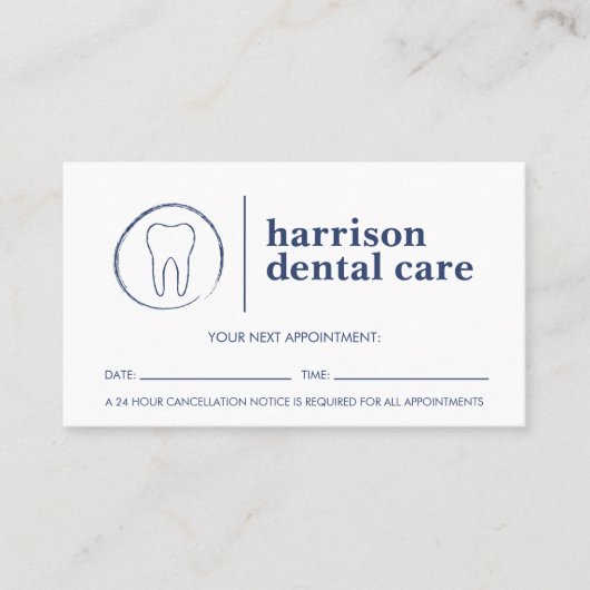 歯のスケッチロゴホワイト/ブルー歯科アポイントメント 名刺 (正面)