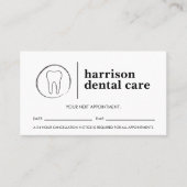 歯のスケッチロゴ黒/白の歯科医アポイントメント 名刺 (正面)